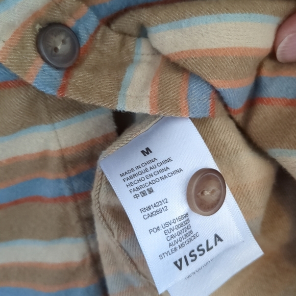 Vissla Button Up Eco Mens Size Medium Organic Cotton Flannel Outdoors Gopcore - Picture 8 of 9